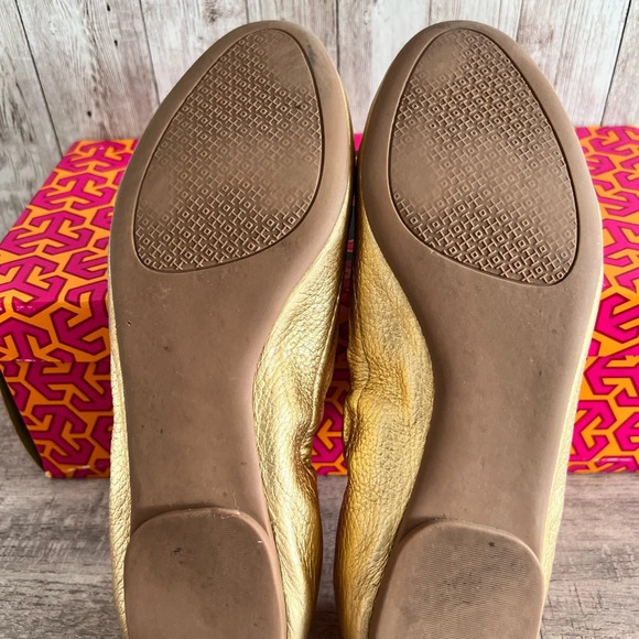 Tory Burch Gold Melinda Ballet Flats - Picture 10 of 11